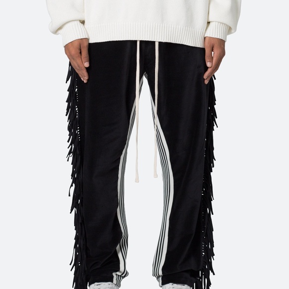 mnml Fringe Velour Sweatpants - Black Size MBlack / M - Picture 1 of 3